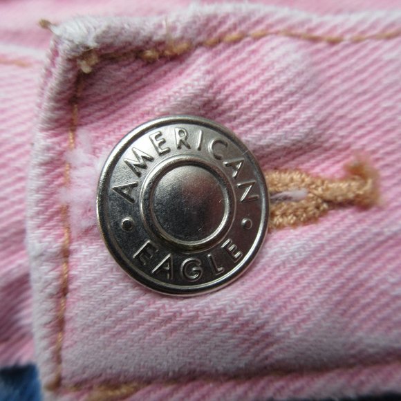 American Eagle Women's High Rise Pink Waistband Destruct Mom Jeans Size 6 B1-01 - Picture 14 of 16